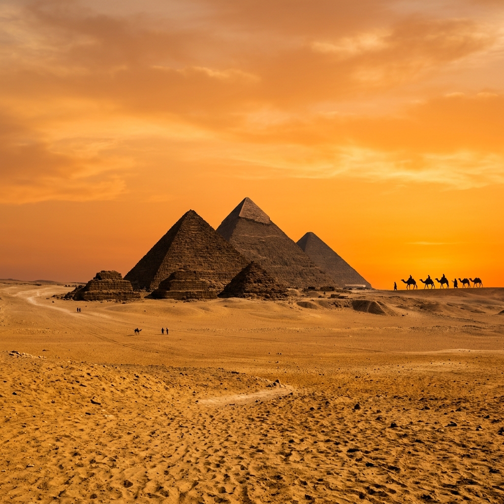 القاهرة ونهر النيل والأهرامات